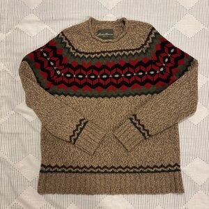 VTG Eddie Bauer Fair Isle Wool Crewneck Knit Nordic Sweater Men's Large